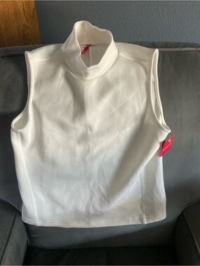 SPANX White Sleeveless Mock Neck Tank